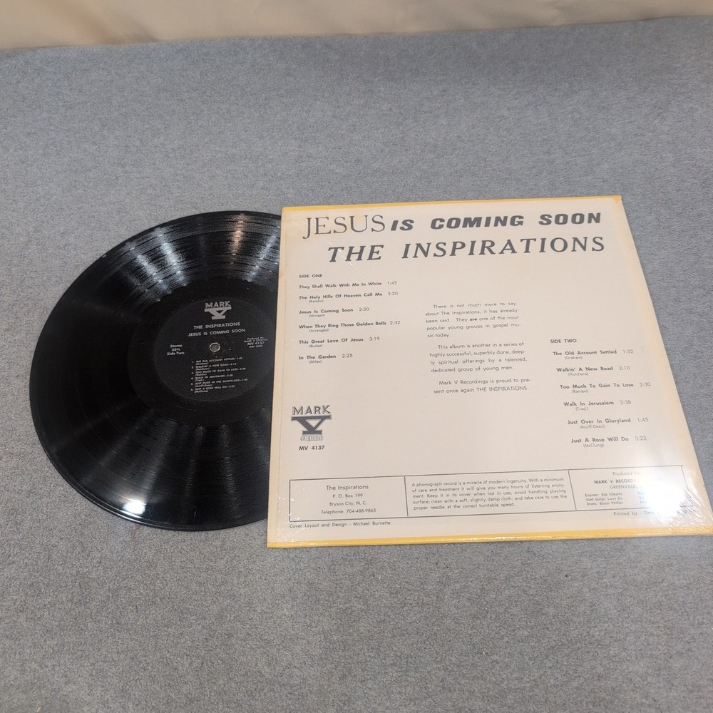 The Inspirations Jesus Is Coming Soon Mark V Unigroove MV 4137 Vinyl LP Record - Picture 2 of 2